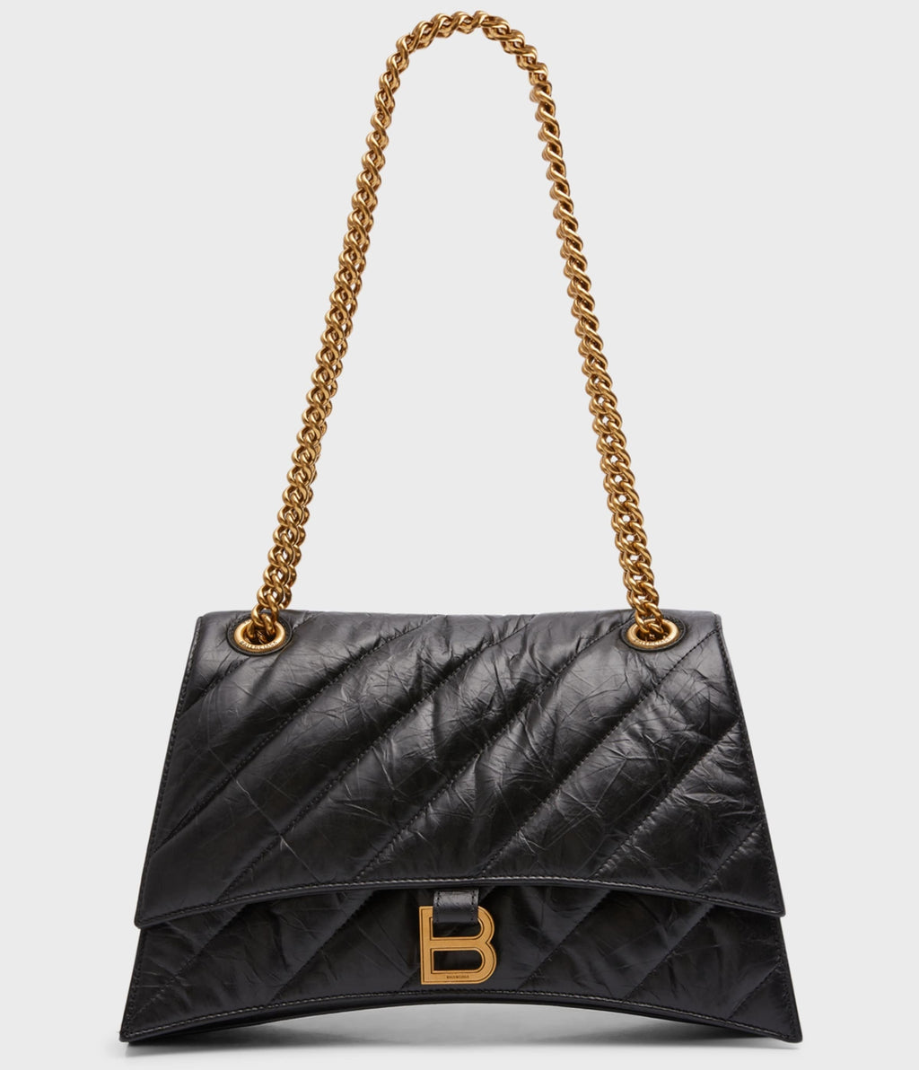 BALENCIAGA Crush Medium Chain Bag Quilted 12,2 x 7,8 x 2,7 in