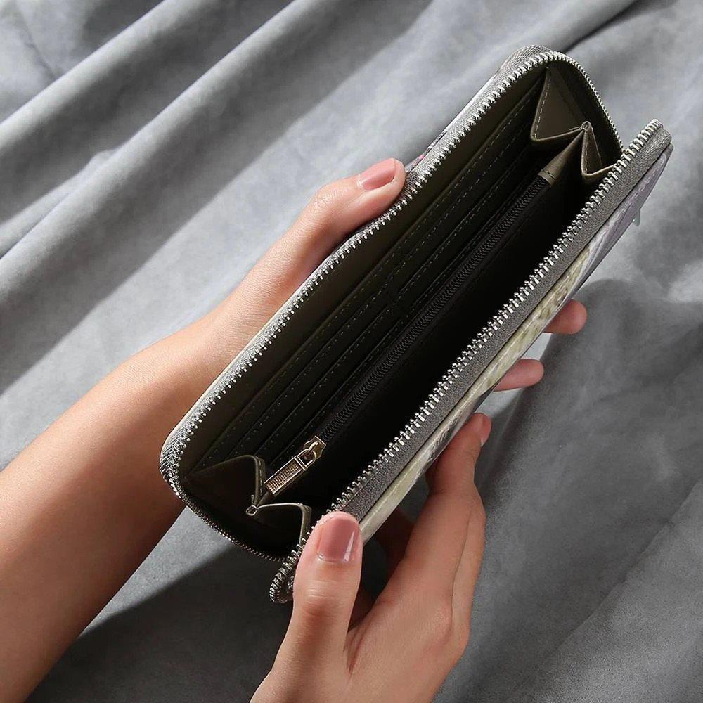 Women's Long Custom Photo Wallet Brown Color Printing