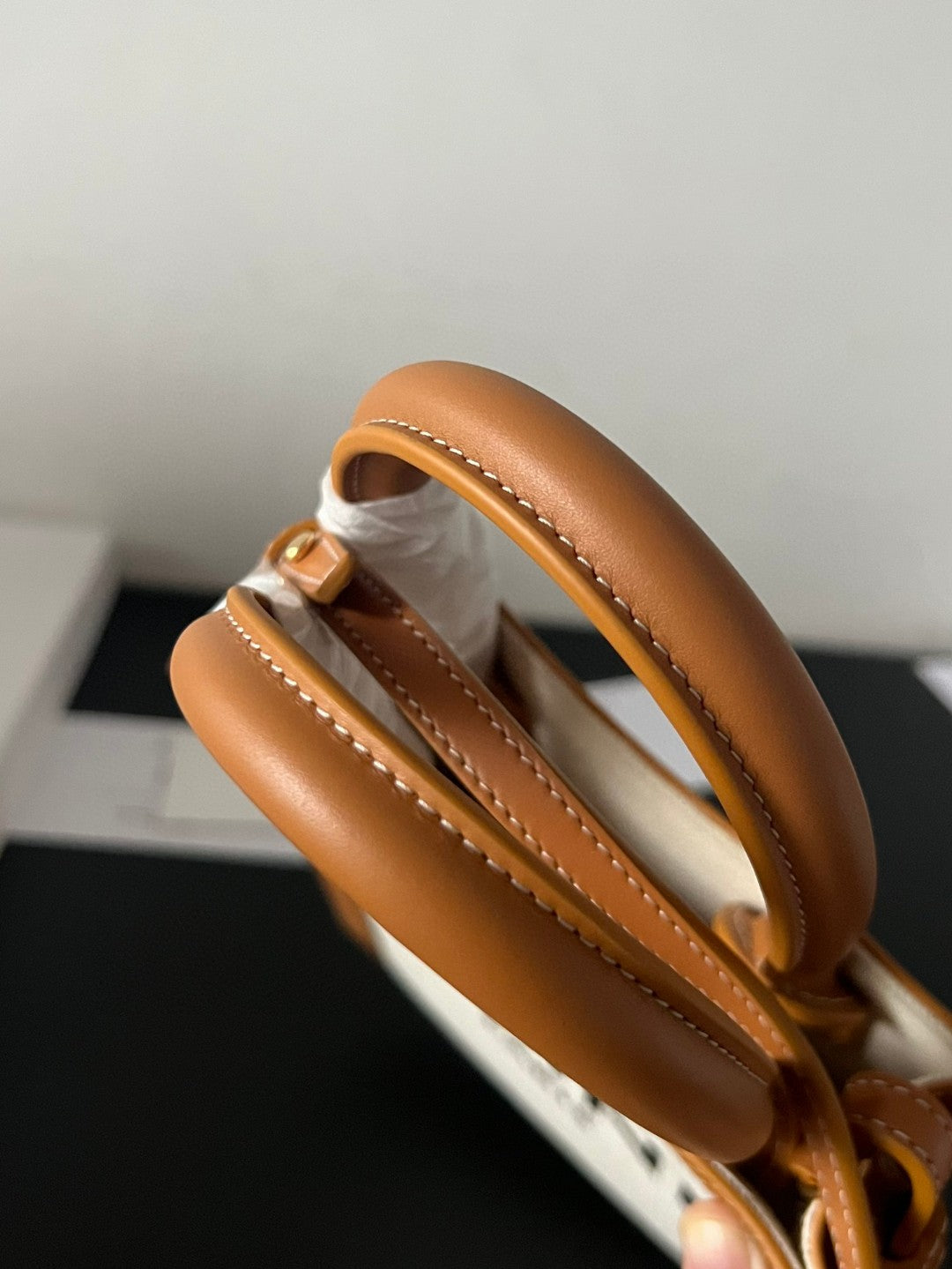 Celine Natural Canvas & Tan Calfskin Vertical Cabas - 17x21x4cm