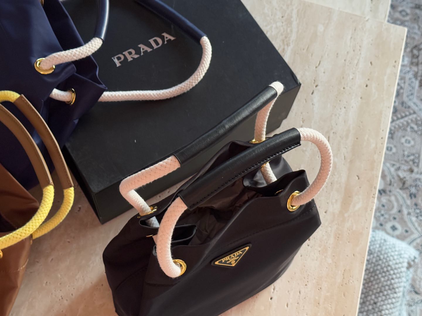 Prada Nylon Bucket Bag Black Handbag 26x25cm