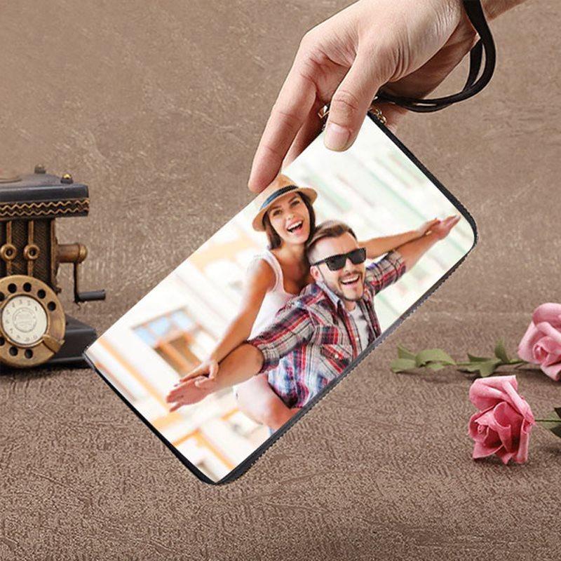 Personalized Photo Leather Wallet - Large