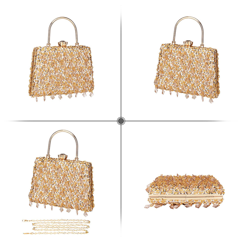 UBORSE Women Wedding Clutch Rhinestone Bling Sequin Evening Bags Vintage Crystal Beaded Cocktail Party Party Purse
