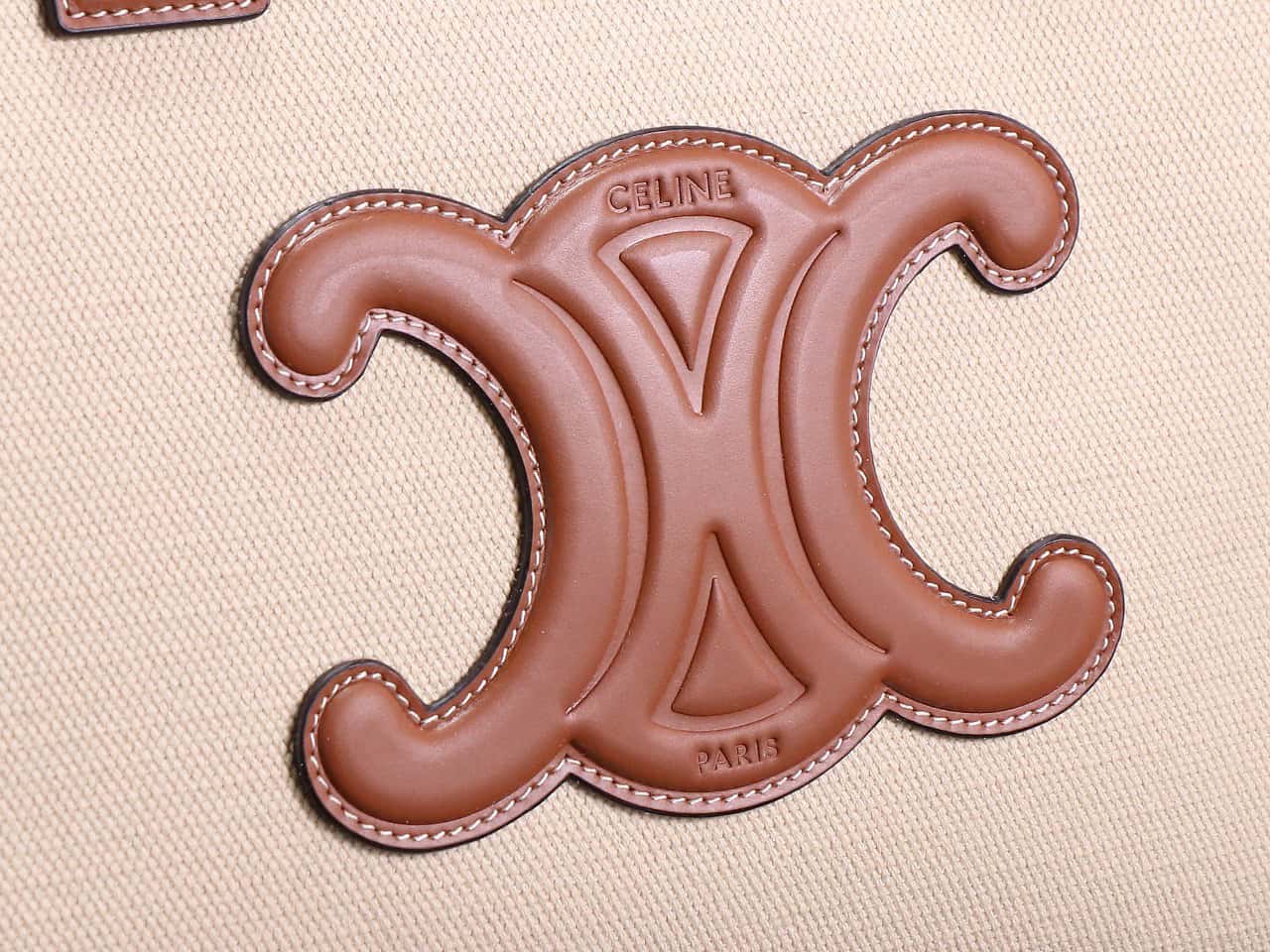 Celine Cabas Drawstring Cuir Triomphe In Textile And Calfskin Natural handbag