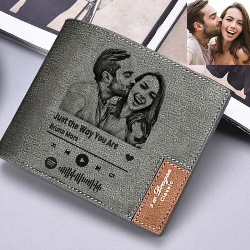 Personalized Photo Men's Wallet with Spotify Song Cover Gift For Boyfriend