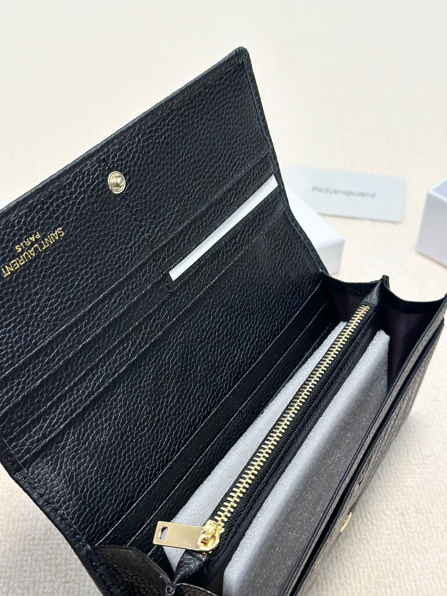 YSL Trend Ladies Wallet Leather Black 19x10cm