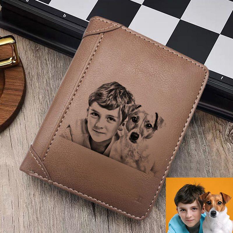 Vertical Wallet For Men In Personalized Photo Retro Leather